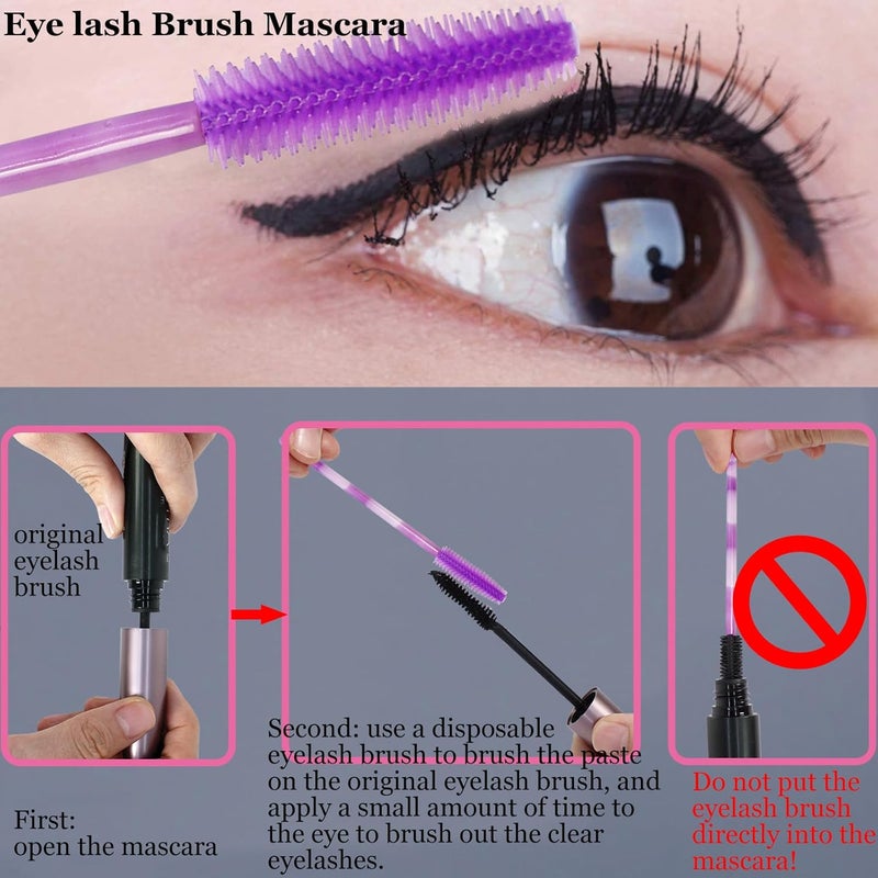 BIHRTC 100PCS Disposable Silicone Eyelash Brush Mascara Spoolies Mascara Wands Disposable Lip Applicators liner Brushes Makeup Tools for Women Girls Salon Beauty Cosmetic Make Up Tool - Image 4